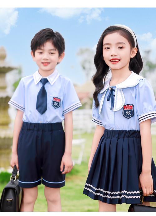 英伦风幼儿园园服夏季短袖两件套装儿童毕业照班服小学生校服夏装