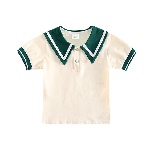 儿童文化衫班服幼儿园园服单件短t韩版单件上衣 英伦风娃娃领衬衫